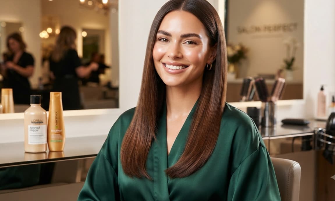 Hair Smoothening/Straightening (L'ORÉAL/Matrix) (Medium length) + Glow Facial + Threading (Eyebrow and Upper Lips)